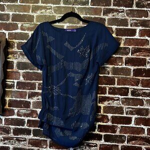 Mexx Navy Blue Beaded Blouse